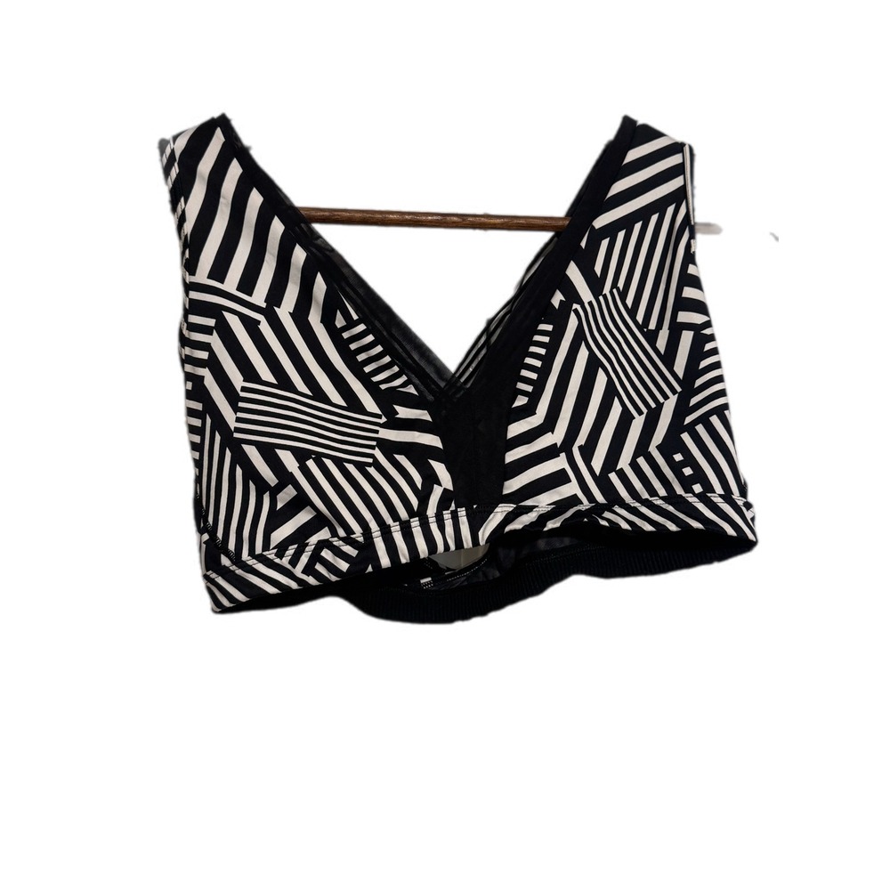 Victoria Sport Sports Bra Womens Large Black White‎ Geometric Mesh Strappy